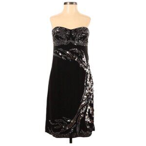 Sheri Bodell  Silk Sequin Strapless NYE Dress Black Size Small New With Tags